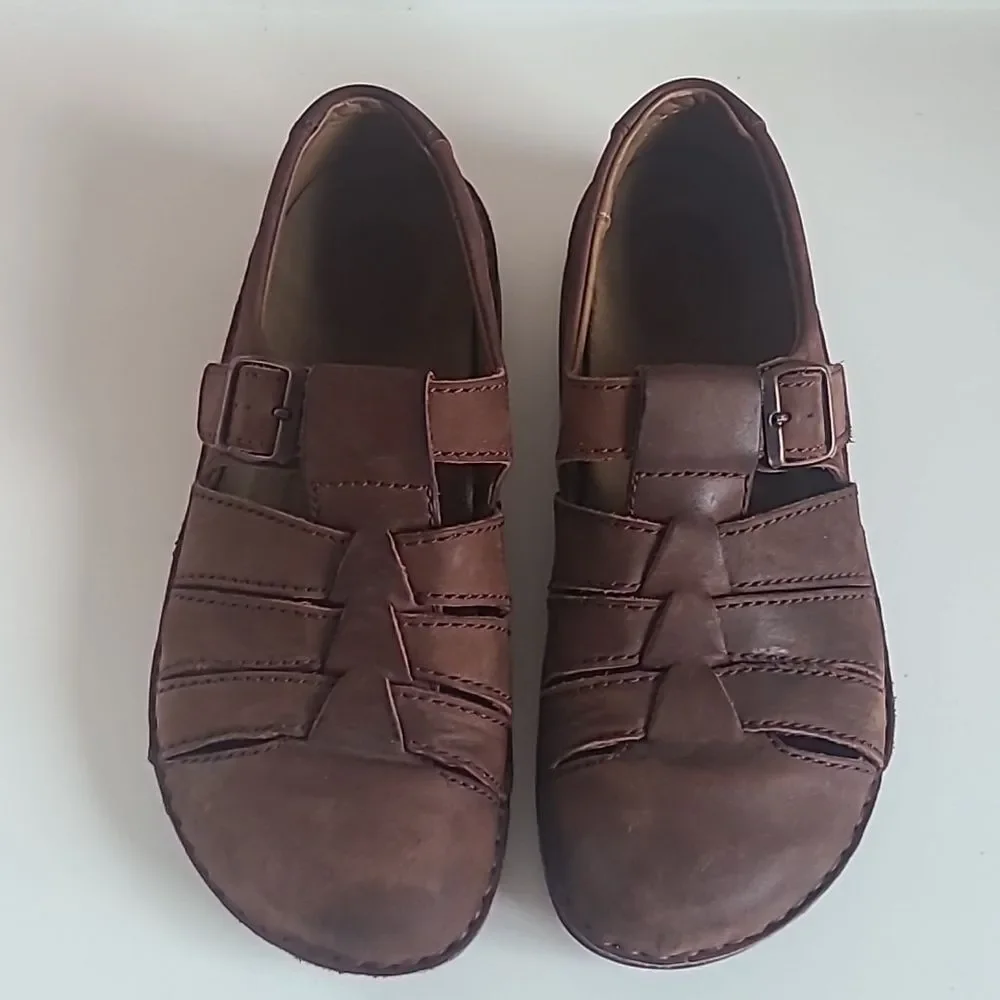 Footprints Birkenstock Madeira Brown Leather Fisherman Shoes Unisex Size EU 42